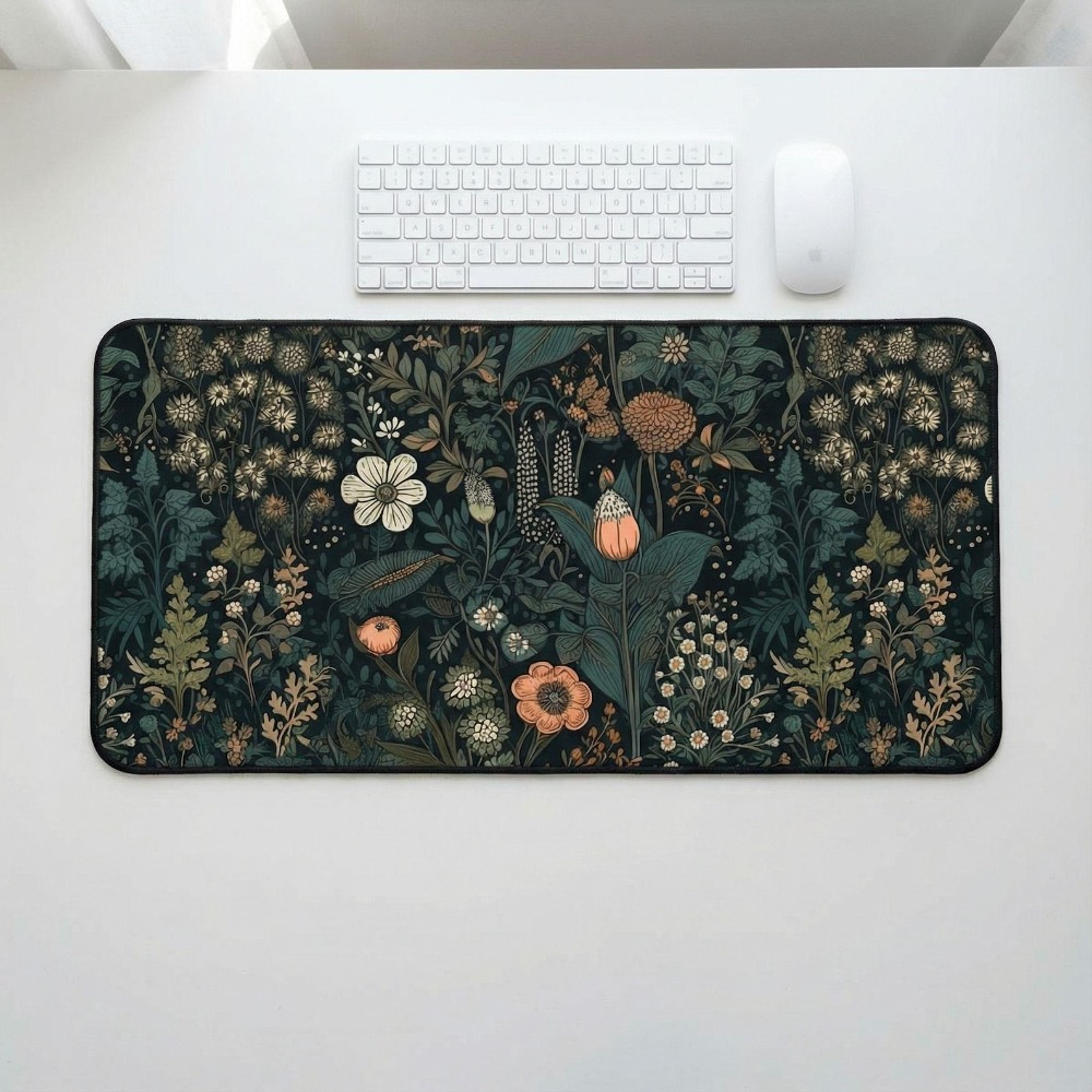 Vintage Gaming Accessories - Donkere Cottagecore-mat, bloemenbureaumat, botanische muismat, vintage