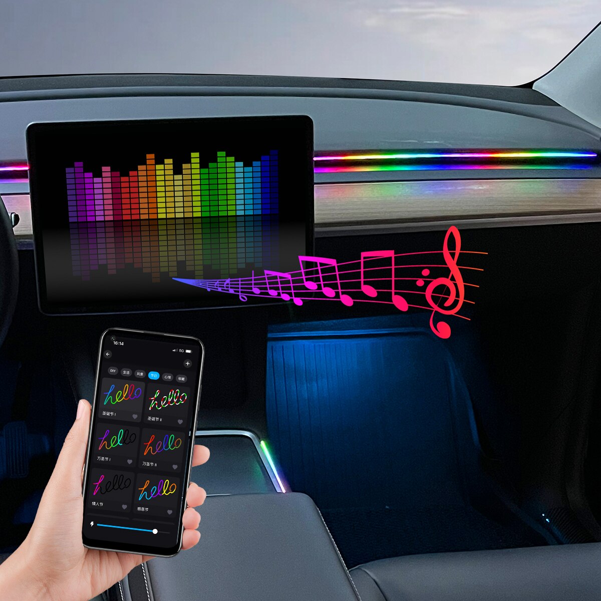 Auto LED Omgevingslicht USB 64 - Rgb Hub Sync recensie en prijs